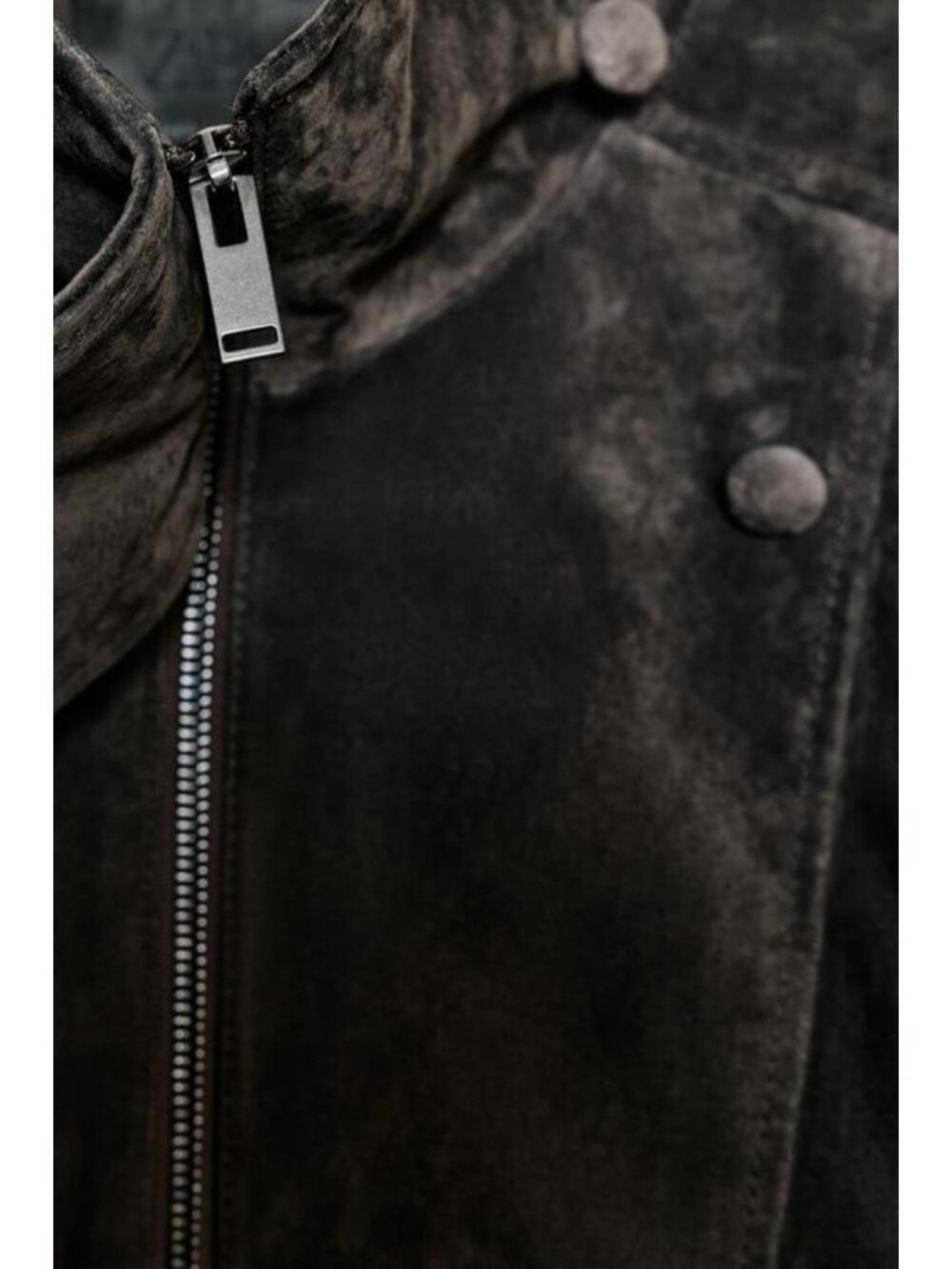ZARA 100% SUEDE BIKER JACKET WITH COVERED BUTTONS - Picture 8 of 9